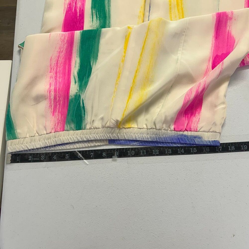 Vintage NWT Bonnie Boerer 100% Silk‎ Rainbow Abstract Pants M Hong Kong Artsy - Picture 8 of 10